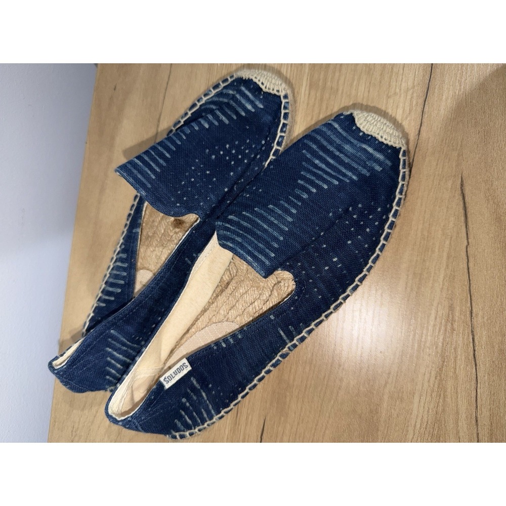 Soludos Women's Espadrille Flats Blue Denim Patchwork Slip-On Size 8 EUR 38.5 Z